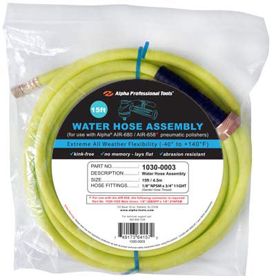 Alpha 15' Water Hose Assembly for Pneumatic Polishers / Grinders