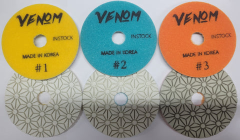 VENOM 3 STEP POLISHING PADS FOR STONE